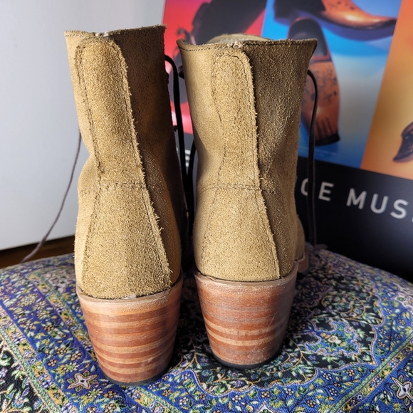 Red Wings Clara Shoes Real Leather Suede Tan Ankle High Heel Boots - Size 7b - Picture 5 of 8